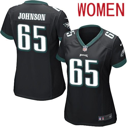 Women Philadelphia Eagles #65 Lane Johnson Nike Black Game NFL Jersey->women nfl jersey->Women Jersey